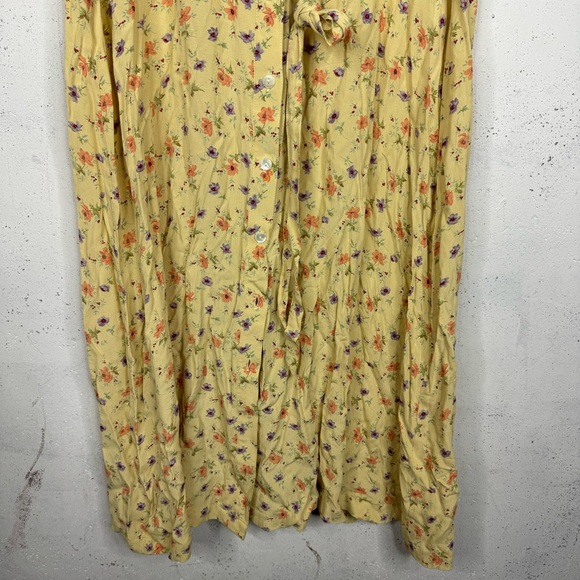 Gap Vintage Y2K Floral Yellow Babydoll Button Front Fairy-core Dress Size Lg - Picture 4 of 10
